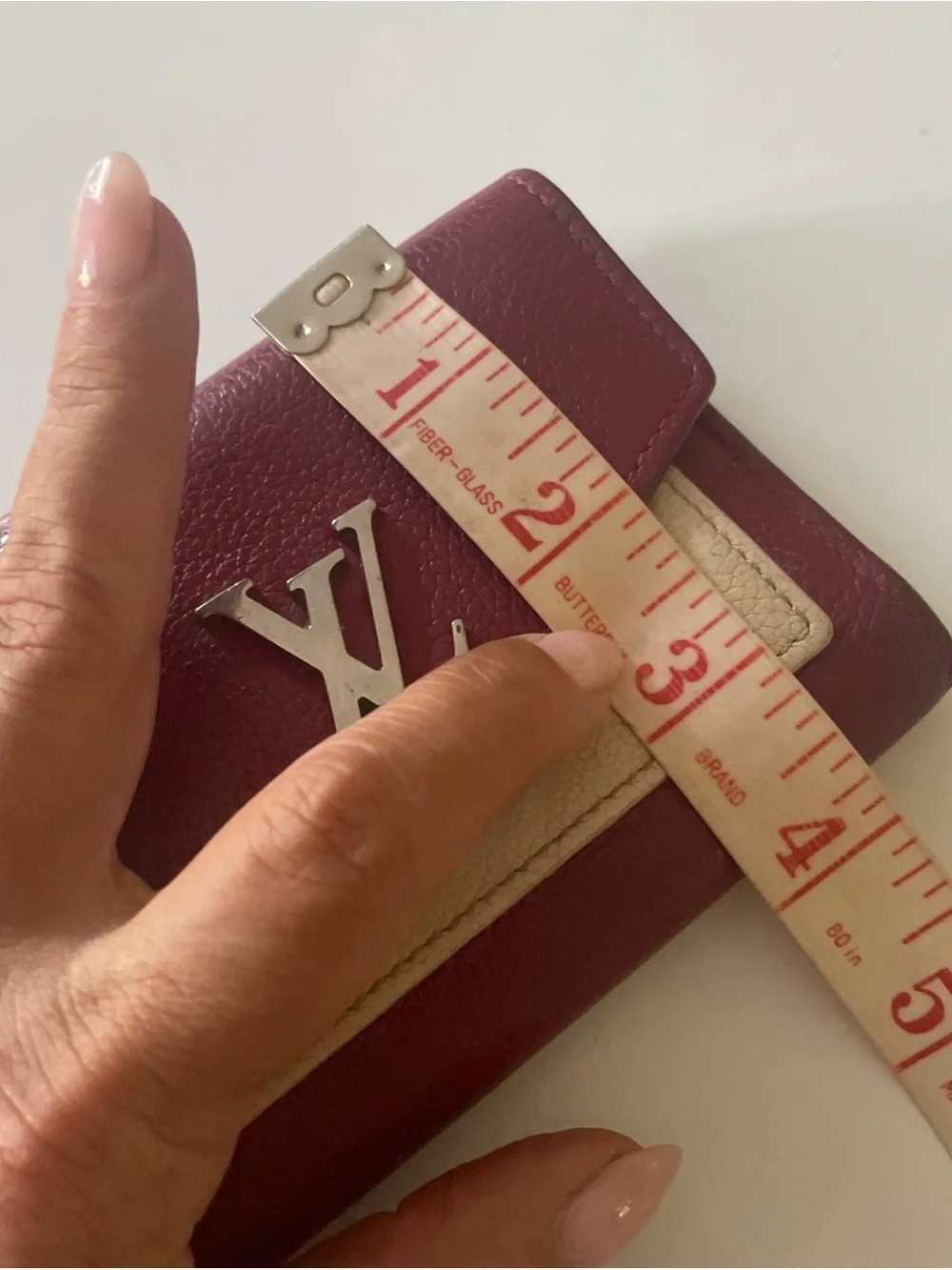 Louis Vuitton Burgundy and Cream Envelope Card Wallet